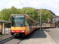 Vlakotramvaj v Karlsruhe – Duewag GT8 100 C2S 821+811 v zastávce Hauptbahnhof. | 28.04.2013