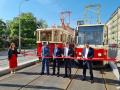 Slavnostního zahájení provozu obratiště Opletalova se zúčastnily muzejní vozy KT8D5 #9048 a Ringhoffer #2272.  | 18.05.2022