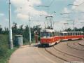 Na snímku, pořízeném 28. června 1997 pózuje na vnější koleji souprava vozů T3 #6356+#6355 na výlukové lince 39. | 28.06.1997