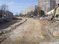 Zemní práce na výstavbě tramvajové tratě ve Vlastině ulici. | 17.03.2023