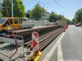 Složené kolejnice pro rekonstrukci tratě v Badeniho ulici. | 29.05.2023