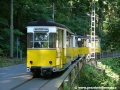 Souprava vlečných vozů Gotha B 2-62 ev.č.21+22 vedená motorovým vozem Gotha ET 57 ev.č.4 při jízdě k výhybně Depotausweiche míjí odbočku do tramvajové vozovny | 19.8.2006
