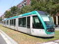 Na tramvajové lince T4 jezdí moderní nízkopodlažní vozidla Alstom Citadis 302 s pevnými podvozky mezi cílovými zastávkami Ciutadella Vila Olímpica - Estacio de Sant Adrià | 10.-15.7.2008
