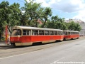 V zastávce Odborářské náměstí stanicuje souprava vozů T3SU ev.č.7723+7724 na lince 4, dodaná do Bratislavy v roce 1983. | 18.7.2012