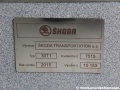 Výrobní štítek vozu Škoda 30T ForCity Plus ev.č.7515. | 26.6.2015