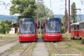 Novotovou voní tramvaje Škoda 30T ForCity Plus ev.č.7507 a 7501 na odstavné ploše vozovny Jurajov dvor. | 26.6.2015