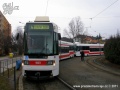 Setkání vozů RT6N1 ev.č.1803 a 1802 na konečné zastávce Stará osada. | 19.2.2011