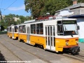Souprava modernizovaných vozů T5C5K2 ev.č.4115+4114 vypravená na linku 59 manipuluje ve smyčce Szent János Kórház. | 12.7.2012