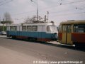 Vůz T4SU ev.č.317 řazený jako řízený na lince 8 dokumentuje stav tramvajových vozů v Kaliningradu, vše nepotřebné je odstraněno, dveřní zasklené otvory byly zaslepeny... | 28.4.1996