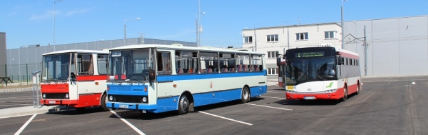 Setkání autobusových generací na linkách zajišťujících dopravu mezi novým depem Karlov a tramvajovou vozovnou. | 7.6.2014