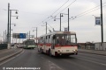 Muzejní trolejbus Škoda 14Tr08/6 ev.č.429 následovaný posledním provozním trolejbusem Škoda 14TrM ev.č.457 na Lobezském mostě. | 9.4.2018