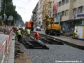 Ukládání výhybek křižovatky Myslíkova a svařování kolejnic rekonstruovaného traťového úseku ke Karlovu náměstí | 6.7.2010