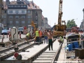 Zřizování nové tramvajové tratě na betonové desce. | 22.5.2011