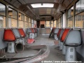 Interiér tramvaje T3 ev.č.6537 v průběhu demontáže interiéru. Vůz se v roce 1998 ještě vrátil do provozu a jezdil až do roku 2003, kdy byl modernizován na T3R.P ev.č.8395 | 18.2.1998