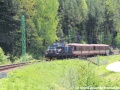 Osobní vlak vedený elektrickou lokomotivou 210 045-1 u zastávky Čertova stěna. | 20.5.2014