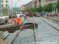Rekonstrukce smyčky Vápenka, rozjezdová výhybka do smyčky je již napojena na kolej v Koněvově ulici. | 1.8.2006