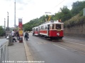 Souprava dvounápravových vozů ev.č.2172+1562 na symbolické lince 18 v zastávce Čechův most. | 9.5.2014