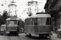 U Národního divadla se potkávají vozy T3 #6165 a #6172 vypravené na linku 17. | 1965