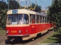 Souprava vozů T3 vedená vozem ev.č.6566 vypravená na posilovou linku 34 manipuluje na vnitřní koleji smyčky Kotlářka. | 24.9.1995