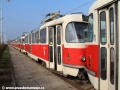 Vůz T3 ev.č.6816 odstavený na povrchové koleji v Ústředních dílnách. | 23.3.2012