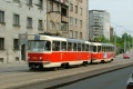 Souprava vozů T3 #6900+6901 vypravená na linku 24 u křižovatky Průběžná. | 4.5.2004