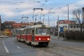 Souprava vozů T3 #6958+6889 vypravená na linku 26 překonává výjezdovou kolej ze smyčky Radošovická. | 13.1.2007