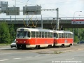 Souprava vozů T3SU ev.č.7001+ T3SUCS ev.č.7070 vypravená na linku 7 uhání Plzeňskou ulicí ke krematoriu. | 9.8.2006