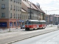 Souprava vozů T3SU ev.č.7018+7012 vypravená na linku 24 projíždí ulicí V Olšinách ke Strašnické. | 7.7.2007
