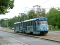 Souprava vozů T3SUCS ev.č.7023+T3 ev.č.6640 vypravená na linku 26 stoupá Evropskou ulicí k zastávce Hadovka. | 13.6.2004