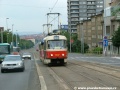 K zastávce Bořislavka stoupá souprava vozů T3SUCS ev.č.7047+7057 vypravená na linku  26. | 13.6.2004