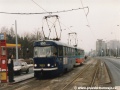 Souprava vozů T3SUCS ev.č.7053+T3 ev.č.6654 vypravená na linku 26 stanicuje v zastávce Vozovna Vokovice. | 20.12.2002