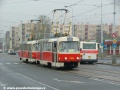 Souprava vozů T3SUCS ev.č.7126+7127 vypravená na linku 1 míří k zastávce Nádraží Holešovice | 3.11.2005