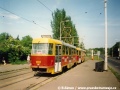 Souprava vozů T3SUCS-DVC ev.č.7227+7226 během zkušebních jízd na Brusnici. | léto 1993