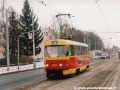 Vůz T3SUCS ev.č.7250 vypravený na linku 2 u vozovny Vokovice. | 20.12.2002