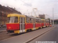 Souprava vozů T3SUCS-DVC ev.č.7251+7250 vypravená na linku 22 v zastávce Otakarova. | 22.9.1995