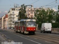 Souprava vozů T3SUCS ev.č.7277+7239 vypravená na linku 22 vozovnou Žižkov se přes Libeňský most vrací do své domovské vozovny | 7.6.2010