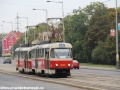 Souprava vozů T3M ev.č.8038+8097 vypravená na linku 25 klesá Bělohorskou ulicí k zastávce Říčanova. | 12.10.2012