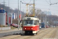 Prostorem neprovozovaných zastávek Školka projíždí sólo vůz T3M2-DVC #8077 na lince 19. | 24.3.2012