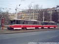 Souprava vozů T6A5 ev.č.8633+8634 na Karlově náměstí během zkušebních jízd. S cestujícími souprava vyjede až 16. března 1996. | 2.2.1996