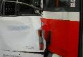 Vůz T6A5 ev.č.8727 po srážce s dalšími vozy v Braníku