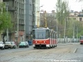 Vůz KT8D5 ev.č.9008 vypravený na linku 24 projíždí přímým směrem křižovatky Minská ke Koh-i-nooru. | 17.4.2005