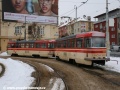 Souprava cvičných vozů T3 ev.č.5505+5511 zatahuje do vozovny Pankrác. | 17.12.2010