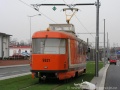 Jako první projel tratí - klasicky - pracovní vůz T3 ev.č.5521, zde zachycený u zastávky Ocelářská