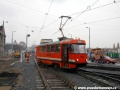 Měřící vůz T3 ev.č.5521 během kolaudace tramvajové tratě v ulici Milady Horákové vjíždí do smyčky Špejchar od Sparty | 2.11.2009