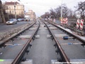 Tramvajová trať konstrukce W-tram na nábřeží kapitána Jaroše výškově zafixovaná pomocí rektifikačních pražců. | 1.3.2012